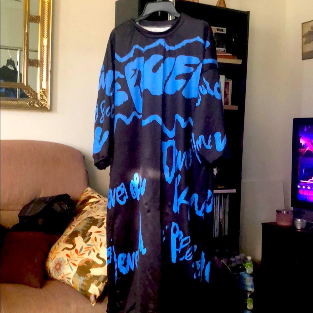 Blue and black dress